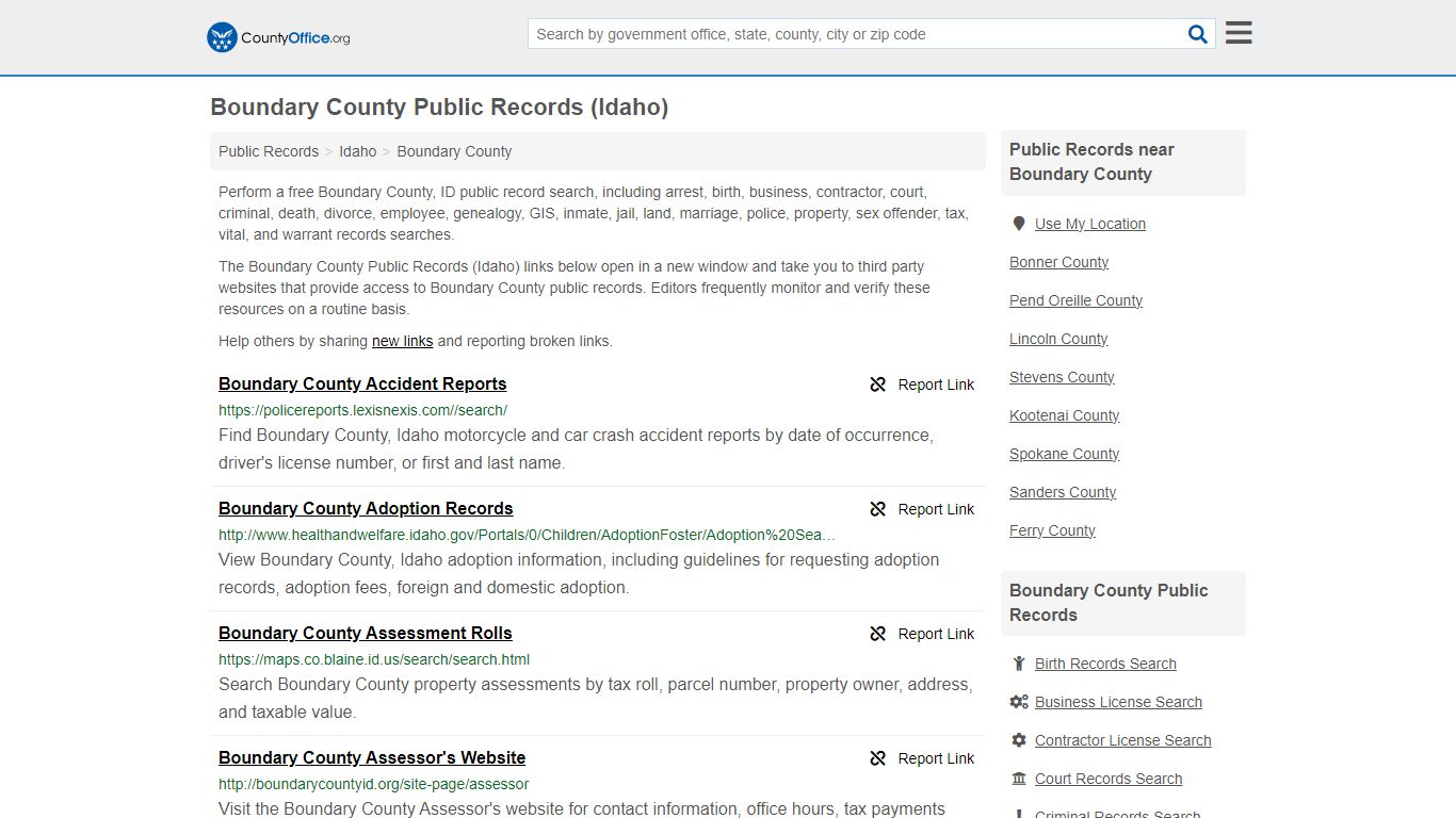 Boundary County Public Records (Idaho) - County Office
